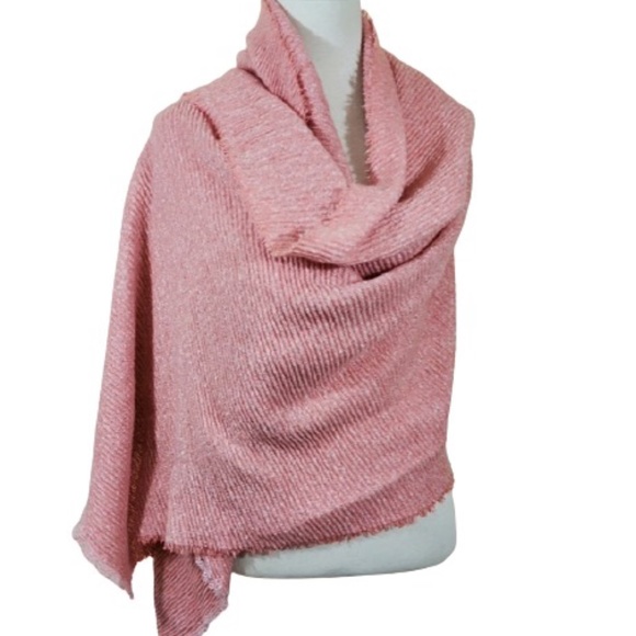 LC LAUREN CONRAD Scarf Fringe Wrap Shawl Blanket Winter Rose Pink One Size - Picture 9 of 9